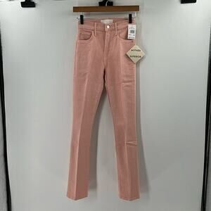 Mother Superior High-Rise Straight Leg Jeans in Dusty Pink